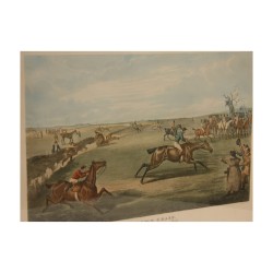 幅代表赛马的雕刻“A steamle chase”，......